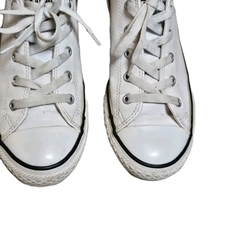Converse Chuck Taylor All Star Low Top White Faux Leather Sneakers Youth 3